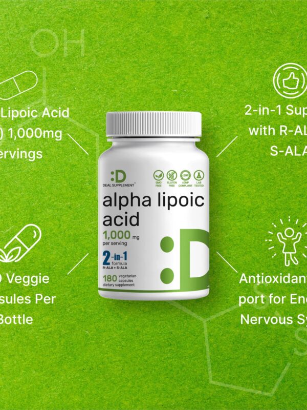 Alpha Lipoic Acid 1000mg 180 Veggie Capsules In Pakistan