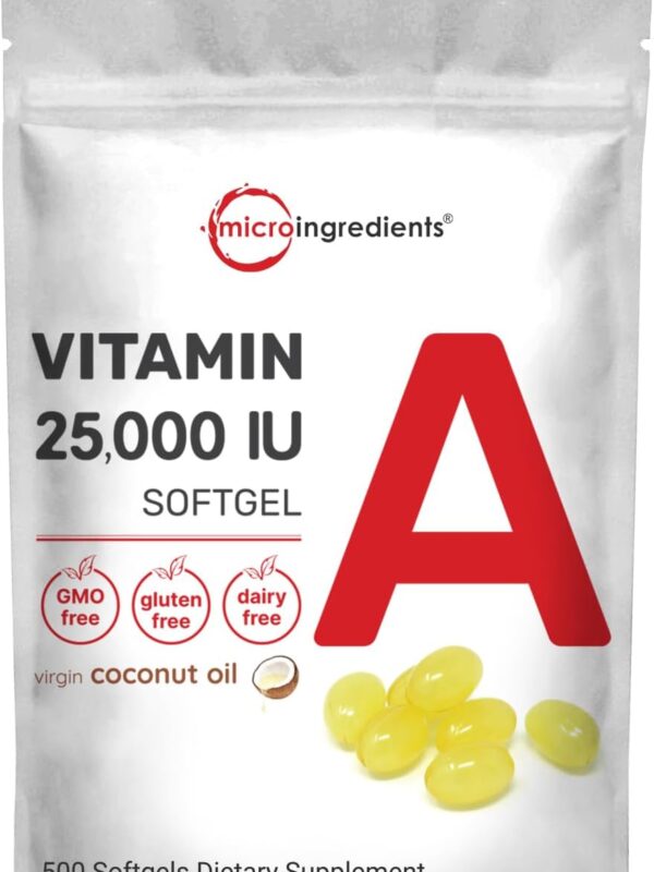 Micro Ingredients Maximum Strength Vitamin A 25000 IU | 500 Softgels in pakistan