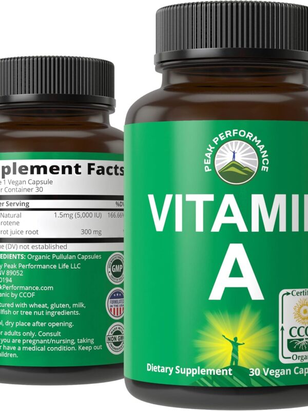 Peak Performance Certified Organic Vitamin A 5000 IU Supplement in pakistan