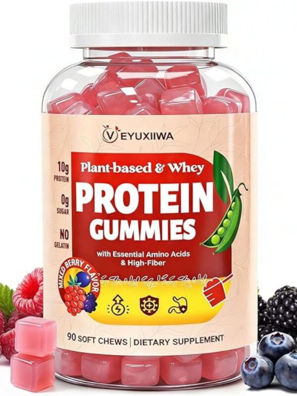 Whey Protein Gummies with Amino Acids, Energy & Gut Support, 90 Ct