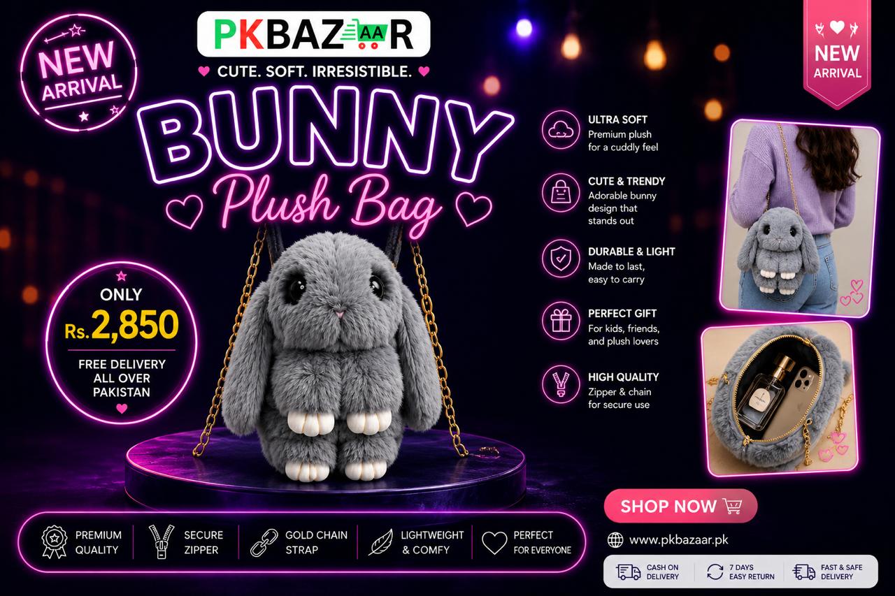 Bunny Plush Bag – Cute Rabbit Plush Crossbody Bag in Pakistan