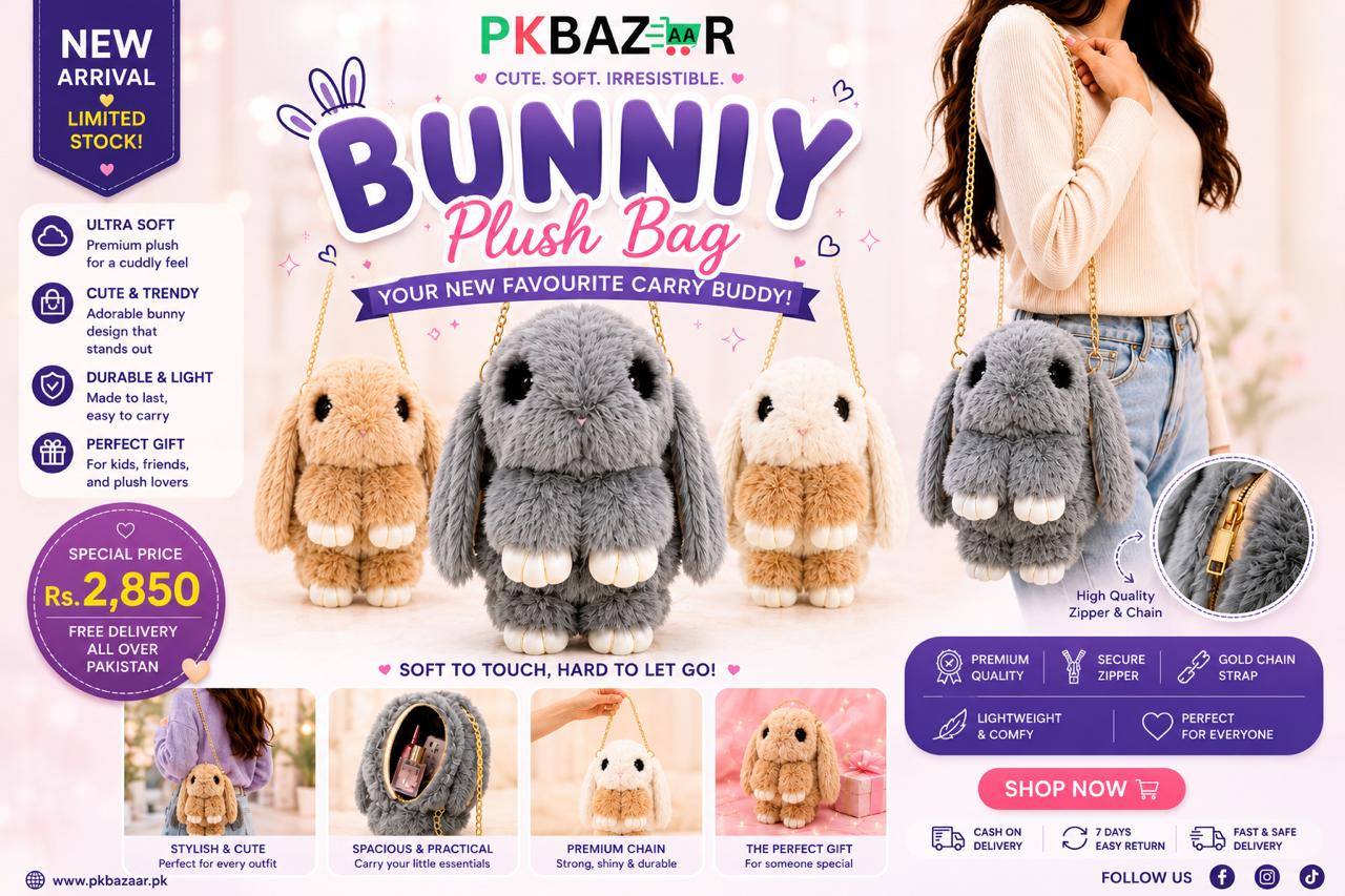 Bunny Plush Bag – Cute Rabbit Plush Crossbody Bag in Pakistan