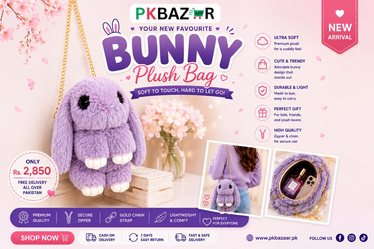 Bunny Plush Bag – Cute Rabbit Plush Crossbody Bag in Pakistan