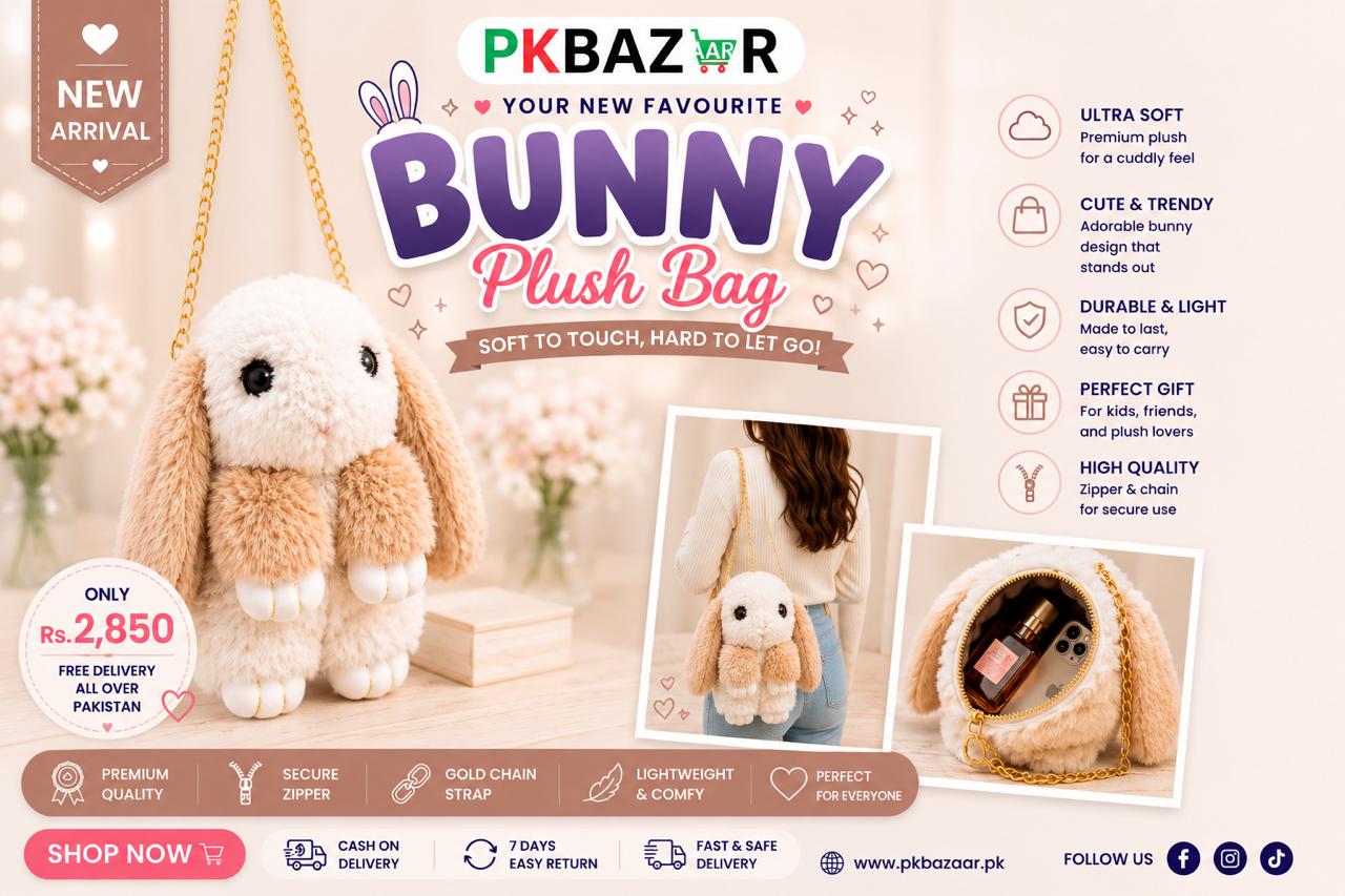 Bunny Plush Bag – Cute Rabbit Plush Crossbody Bag in Pakistan